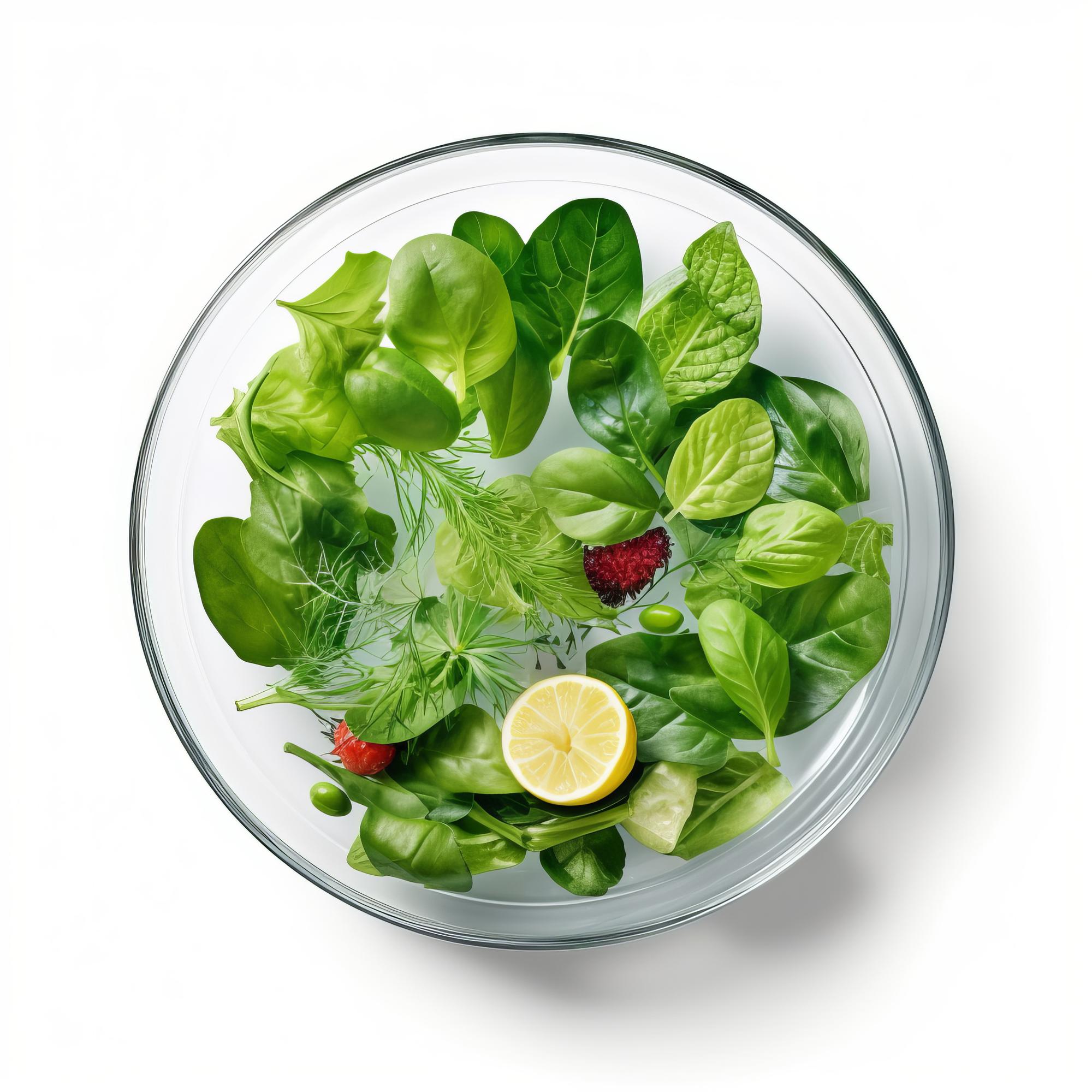 small bowl with fresh salad and herbs